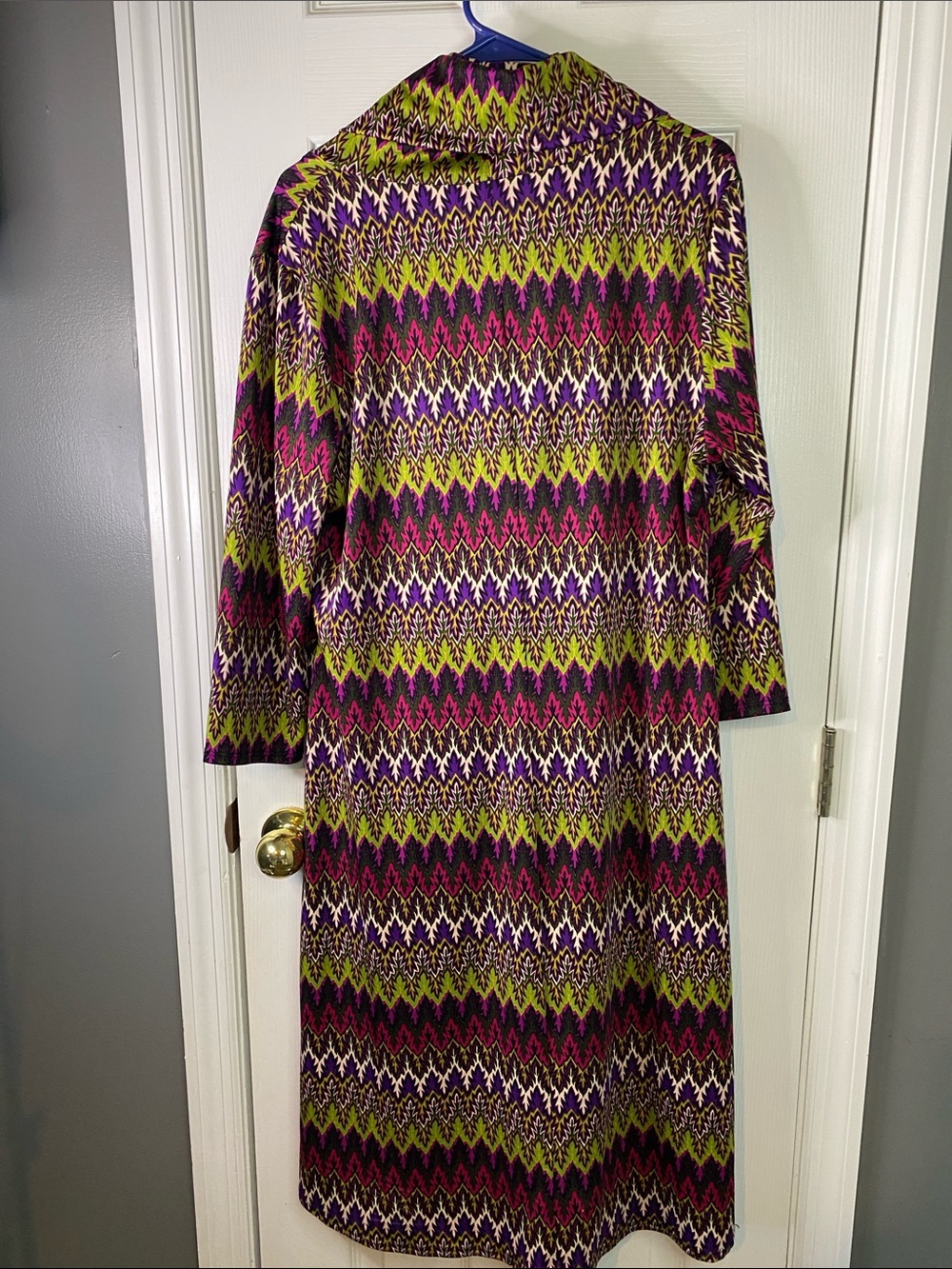 Tiana B. Zigzag Cowl-Neck Midi Dress - Pink, Green, Purple, Cream Size XLarge. - Picture 2 of 6